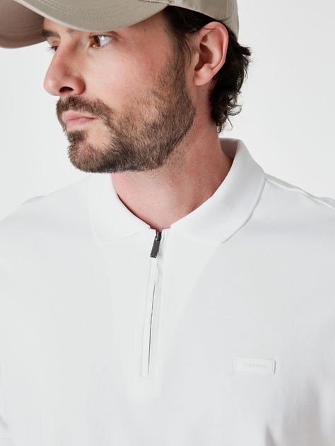 Polo Smooth Welt Zip  Blanco Calvin Klein-3