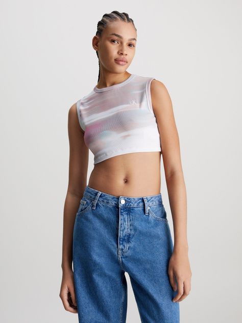 Polera Aop Cropped Blanco Calvin Klein-0