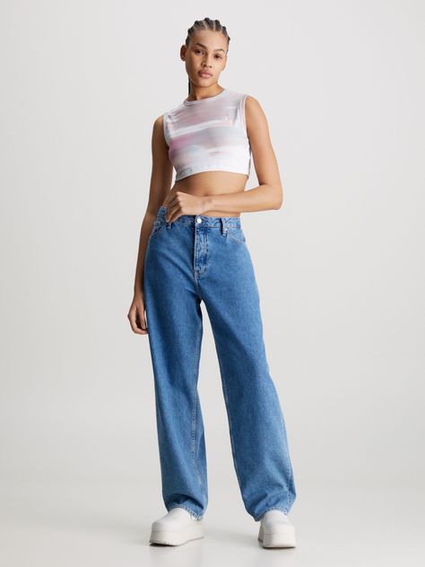 Polera Aop Cropped Blanco Calvin Klein-1