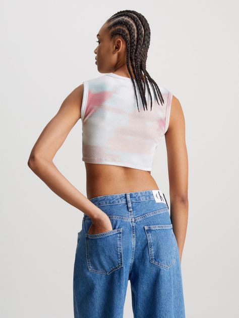 Polera Aop Cropped Blanco Calvin Klein-2