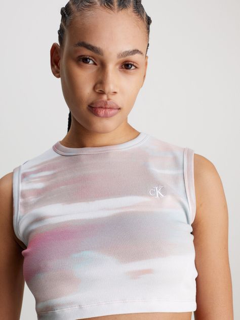 Polera Aop Cropped Blanco Calvin Klein-3