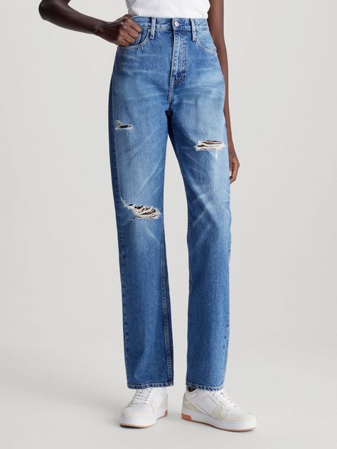 Jeans Mujer Straight Azul Calvin Klein-0