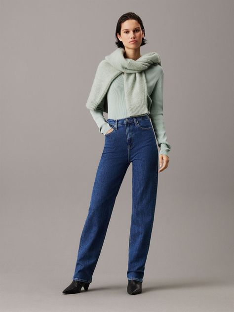 Jeans High Rise Straight Azul 1A4 Calvin Klein-1