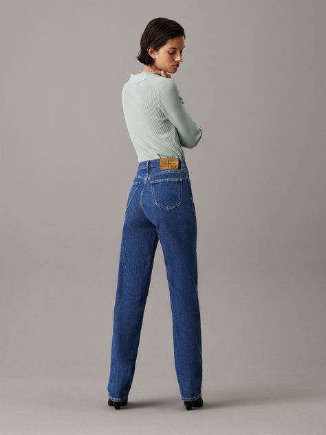 Jeans High Rise Straight Azul 1A4 Calvin Klein-2