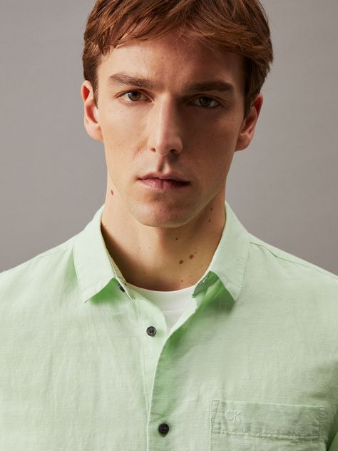 Camisa Linen Cotton Regular Verde Calvin Klein-3