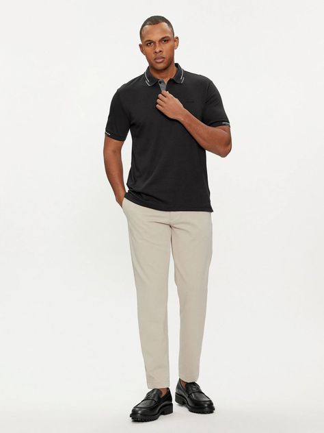 Polo Smooth Cotton Block Negro Calvin Klein-1