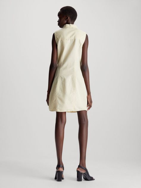 Vestido Sleeveless Cotton Shirt Verde Calvin Klein-1