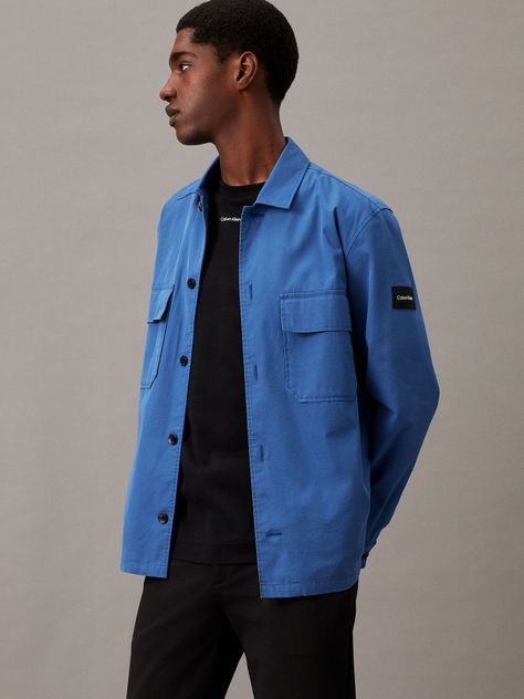 Camisa Cotton Nylon Overshirt Azul Calvin Klein-0