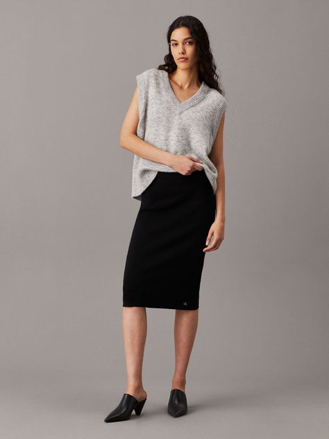 Falda Woven Label Negro BEH Calvin Klein-1