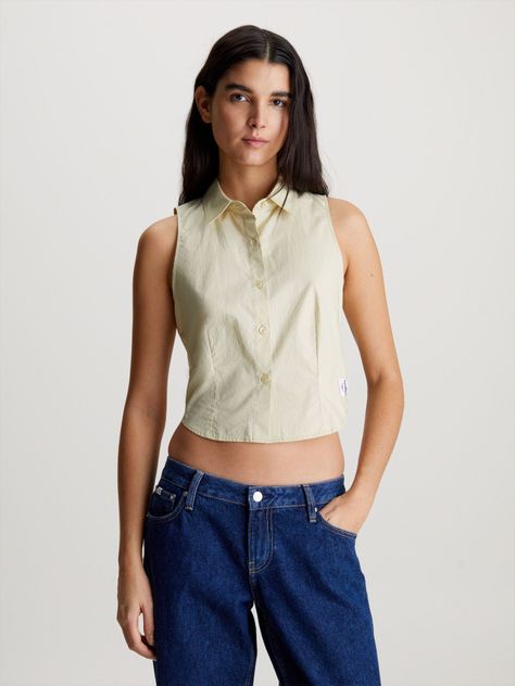 Blusa Woven Label Verde Calvin Klein-0
