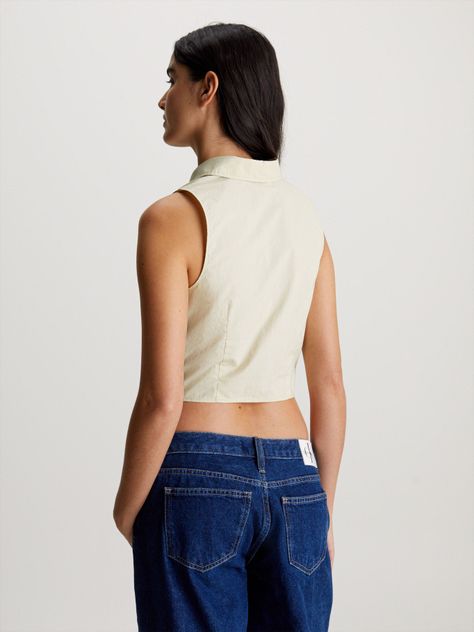 Blusa Woven Label Verde Calvin Klein-2