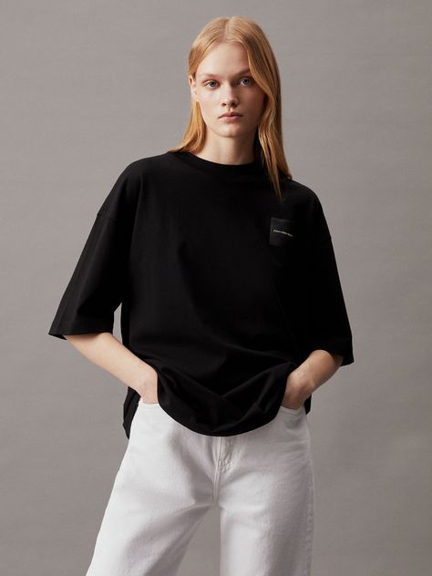Polera Warp Logo Boyfriend Negro Calvin Klein-0
