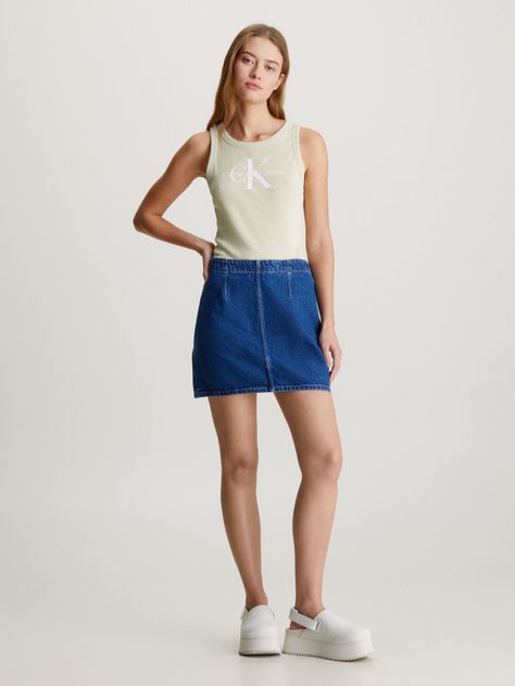 Polera Archival Monologo Rib Tank Verde Calvin Klein-1