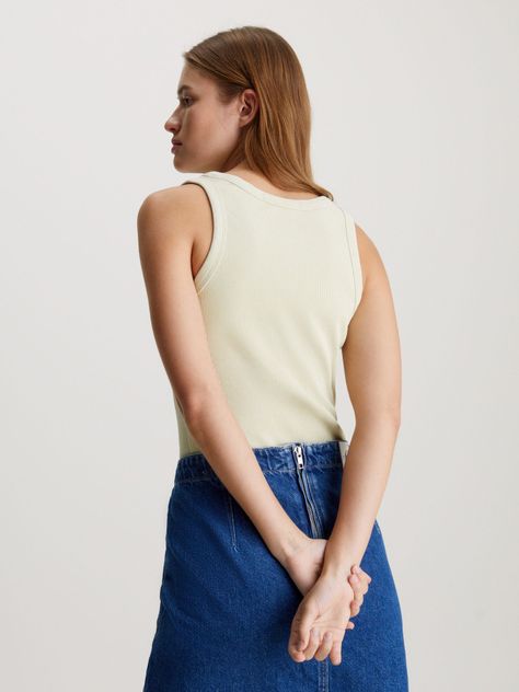 Polera Archival Monologo Rib Tank Verde Calvin Klein-2