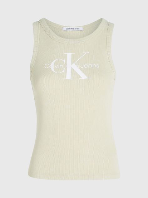Polera Archival Monologo Rib Tank Verde Calvin Klein-4