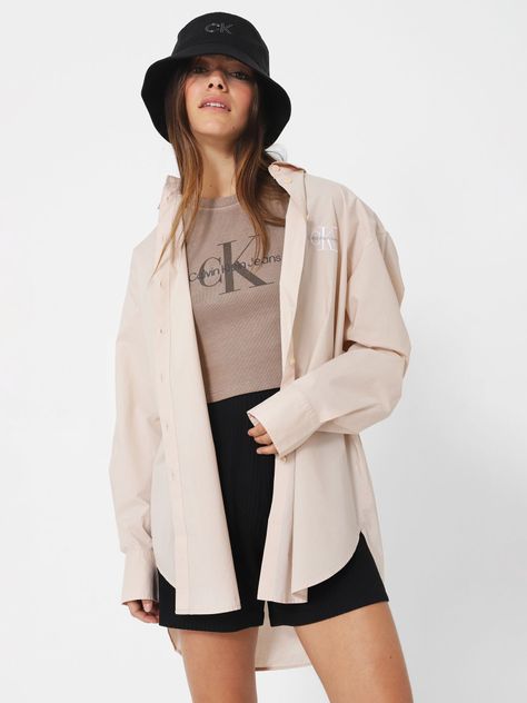 Camisa Oversize Loose Monologo Beige-0