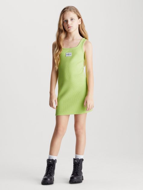 Vestido Niña Rib Bagde Verde Calvin Klein-0
