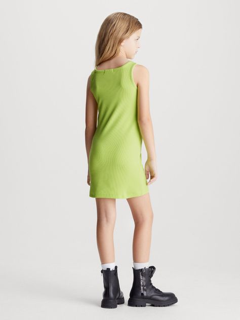 Vestido Niña Rib Bagde Verde Calvin Klein-1
