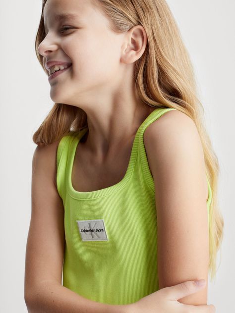 Vestido Niña Rib Bagde Verde Calvin Klein-2