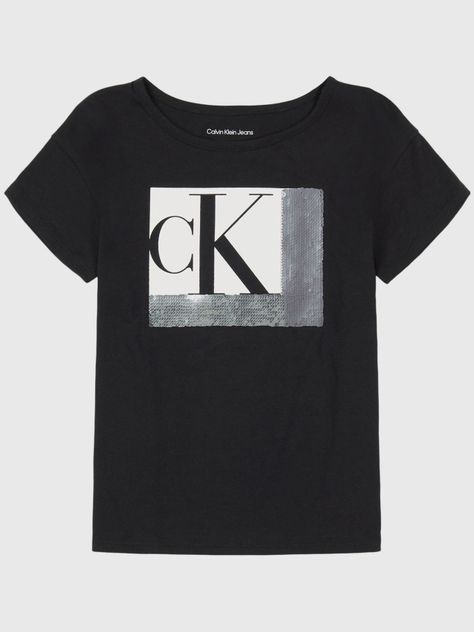Polera Niña Color block Sequin Negro Calvin Klein-0