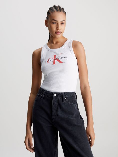 Polera Archival Monologo Rib Tank Blanco Calvin Klein-0