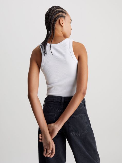 Polera Archival Monologo Rib Tank Blanco Calvin Klein-2