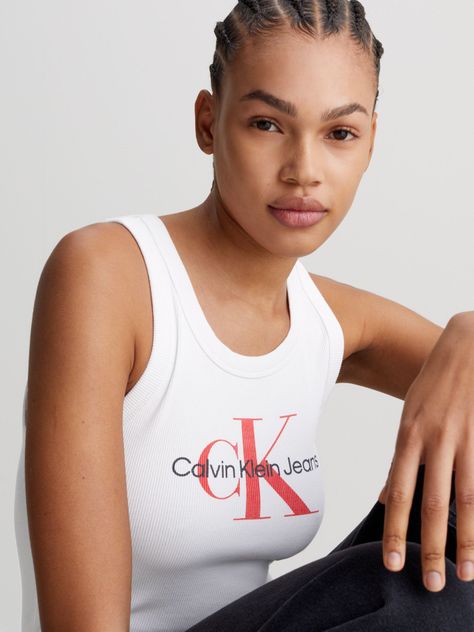 Polera Archival Monologo Rib Tank Blanco Calvin Klein-3