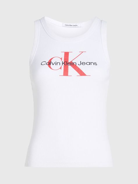 Polera Archival Monologo Rib Tank Blanco Calvin Klein-4