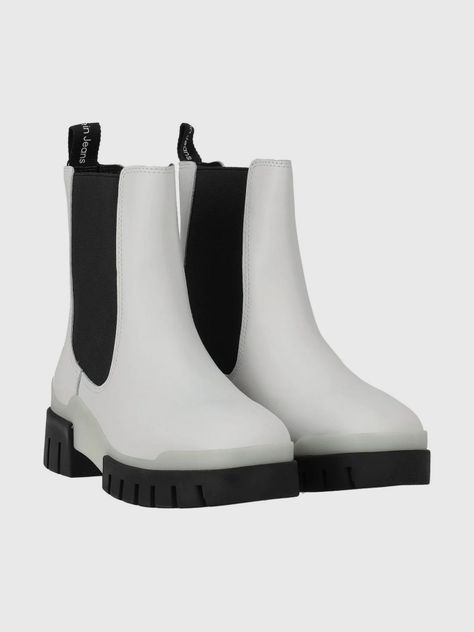 Botas Combat Chelsea De Cuero Blanco Calvin Klein-0