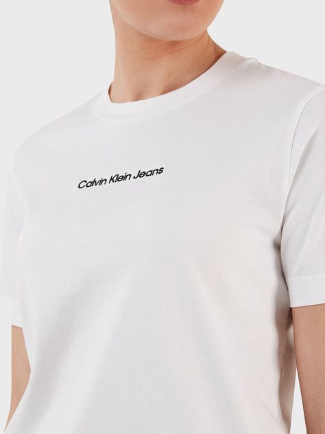 Camiseta con cuello redondo y logo Blanco Calvin Klein-4