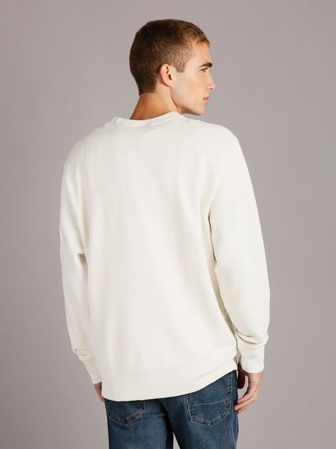 Polerón Badge Crew Neck Crema Calvin Klein-3