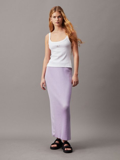 Falda Woven Label Morado Calvin Klein-0