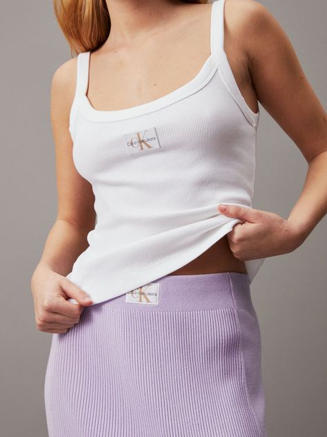 Falda Woven Label Morado Calvin Klein-2
