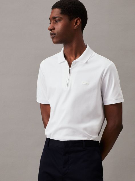 Polo Smoot Cotton Welt Blanco Calvin Klein-0