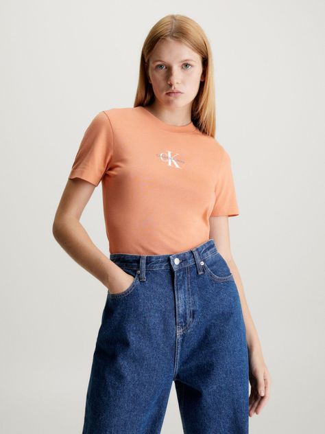 Polera Monologo Slim Fit Naranja-0