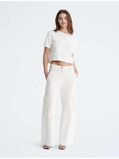 Camiseta corta con logo Blanco Calvin Klein-1
