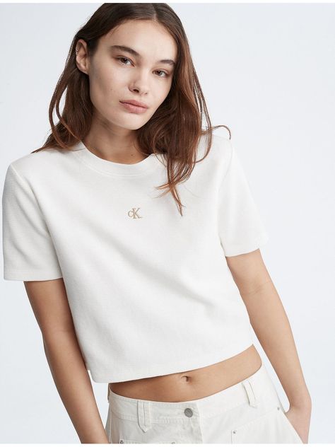Camiseta corta con logo Blanco Calvin Klein-3