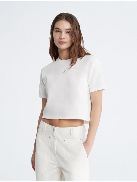 Camiseta corta con logo Blanco Calvin Klein-0