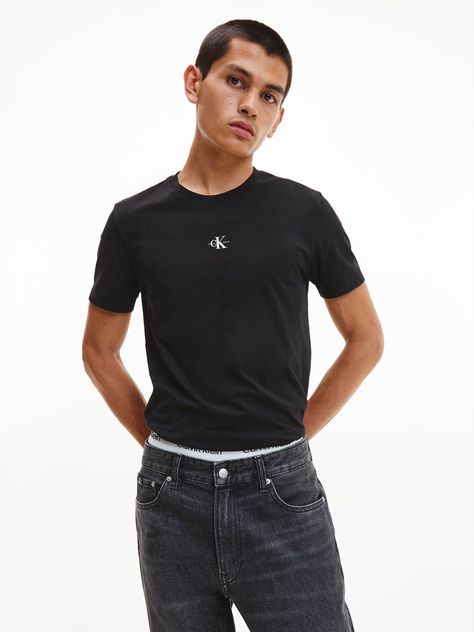 Camiseta Algodón Orgánico Monograma Negro Calvin Klein-0