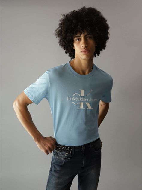 Polera Disrupted Outline Monologo Azul Calvin Klein-0