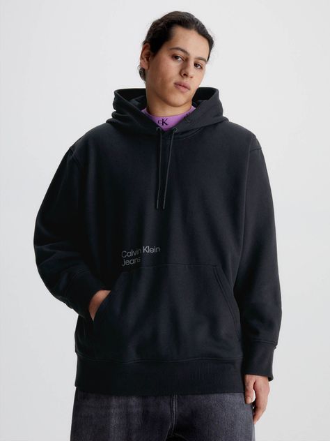 Sudadera holgada con capucha y logo en la parte trasera Negro Calvin Klein-4