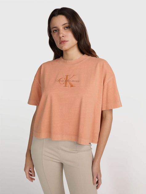 Polera Mineral Dye Monologo Naranja-0