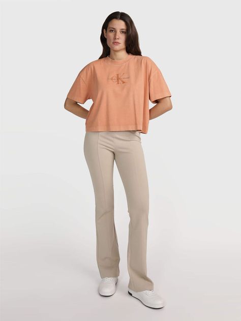 Polera Mineral Dye Monologo Naranja-1