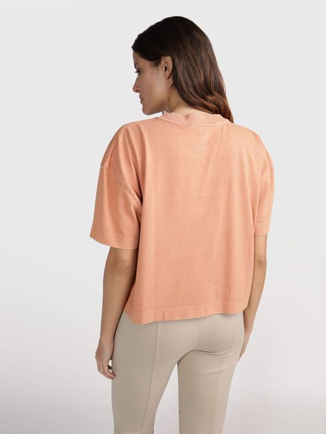 Polera Mineral Dye Monologo Naranja-2