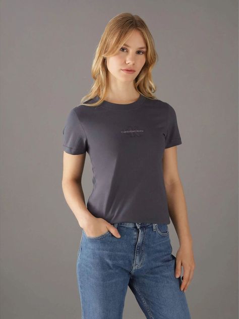 Polera Monologo Slim Gris Calvin Klein-0
