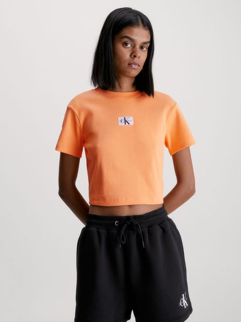 Polera Badge Rib Naranja Calvin Klein-0