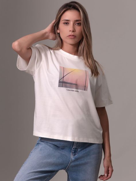 Polera Photo Graphic/Relaxed Blanco Calvin Klein-0