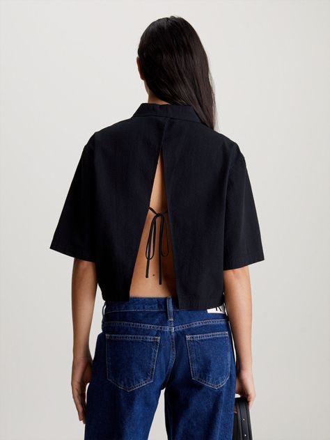 Camisa Back Detail Seersucker Negro Calvin Klein-2