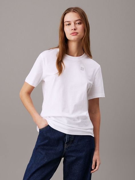 Polera Ck Embro Badge Regular Blanco Calvin Klein-0
