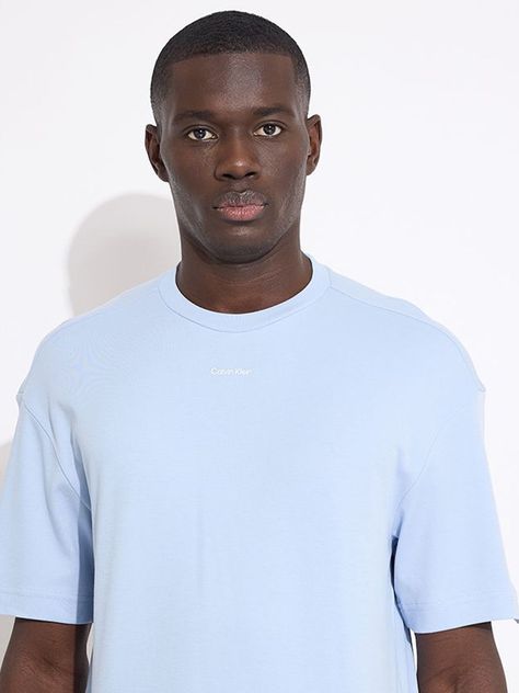 Polera Nano Logo Interlock Azul Calvin Klein-3